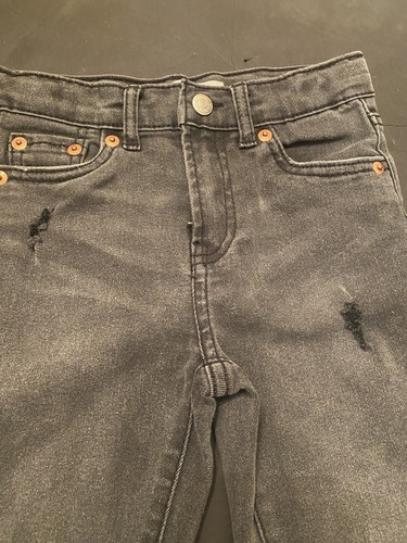Levi’s Boys Black High Rise Ankle Straight Stretch Light Distressing Jeans 6/6X - Picture 6 of 9