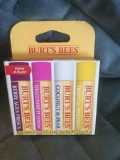 BURT'S BEES 4 PK LIP BALM BERRY AGUA, DRAGONFRUIT LEMON, COCONUT, PINEAPPLE