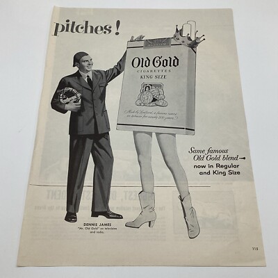 1952 Old Gold Cigarettes  Dennis James,  Mr. Old Gold On TV   LIFE Mag Print Ad