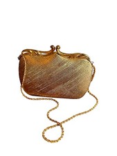 Vintage Walborg Italian Gold Evening Clutch Purse With Gold Chain Strap