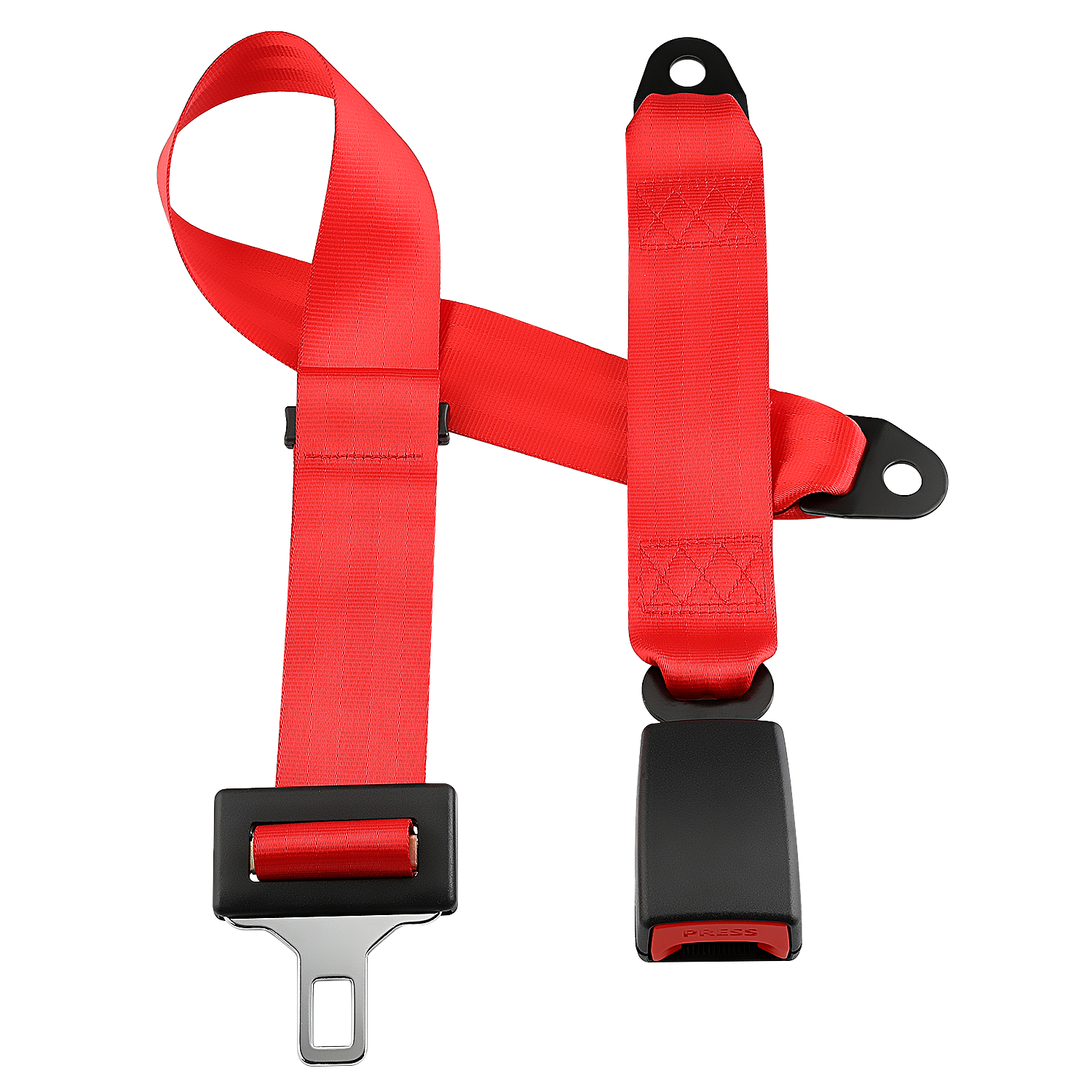 Red 2 Point Adjustable Safety Car Seat Belt Harness Lap Strap UK