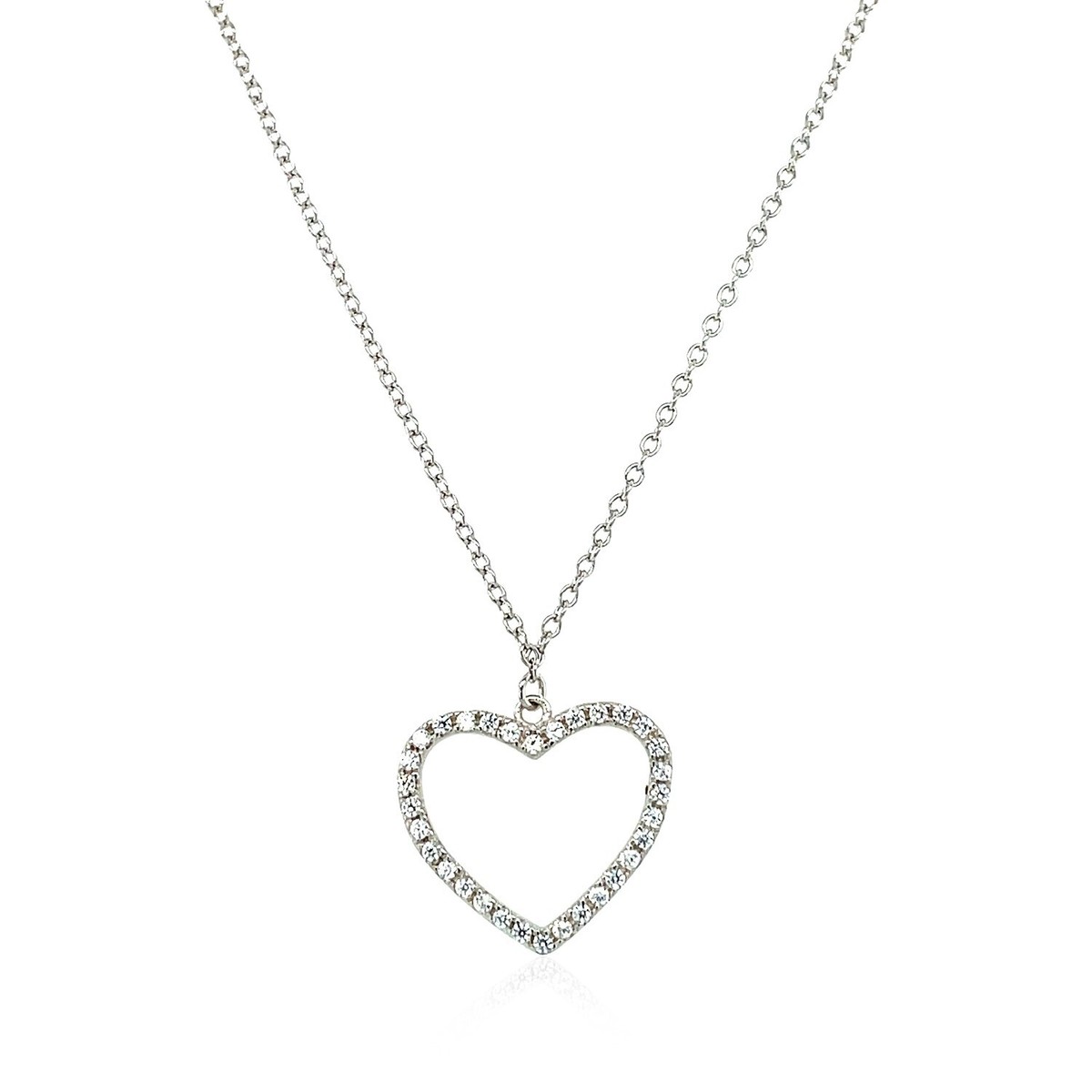 【STONEHENgE】Silver Material Heart Cubic Necklace SC1629 Sterling Silver Heart Necklace with Cubic Zirconias | eBay