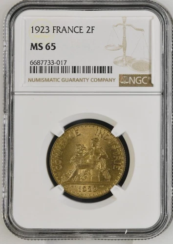 France 2 Francs 1923 NGC MS 65