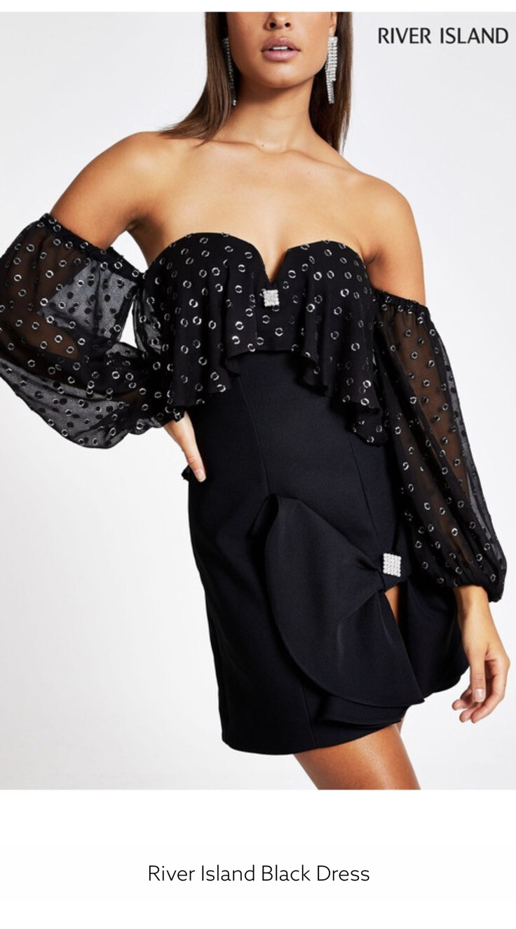 Black River Island Dress Size 10 New Tags Off Shoulder
