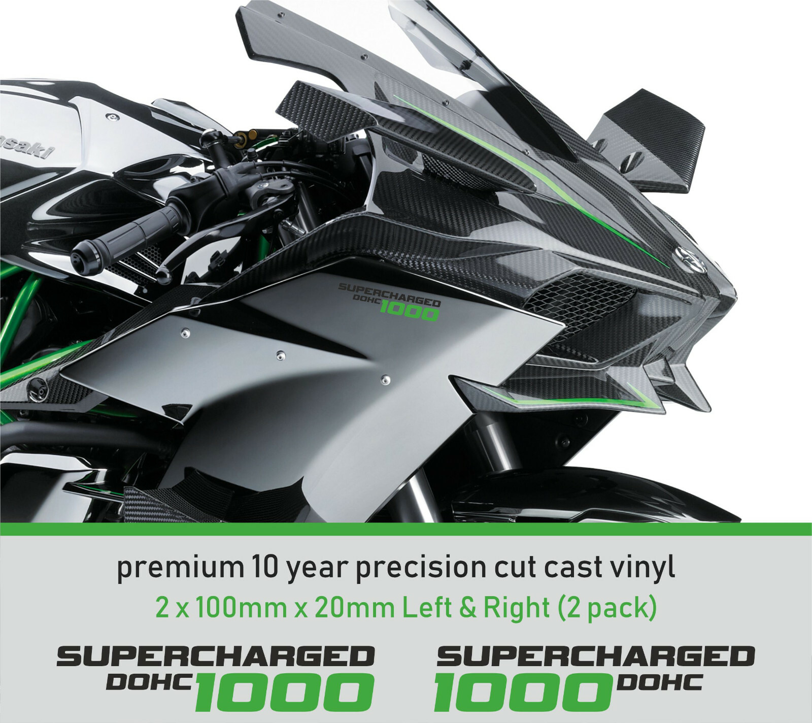 H2 H2R SUPERCHARGED 1000 Decals Stickers 10year Vinyl FITS Kawasaki