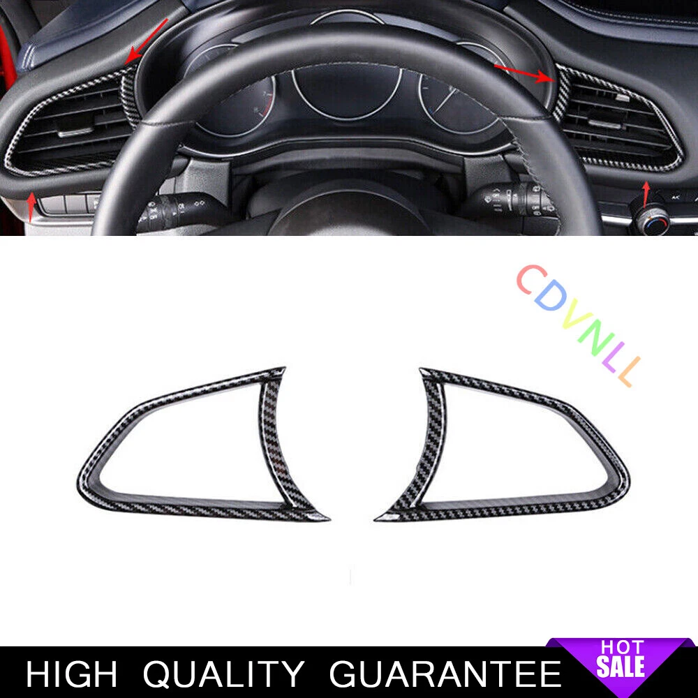 Car Dashboard Air Outlet Vent Trim 2* Fit For Mazda CX-30 2020-2022 Carbon Fiber