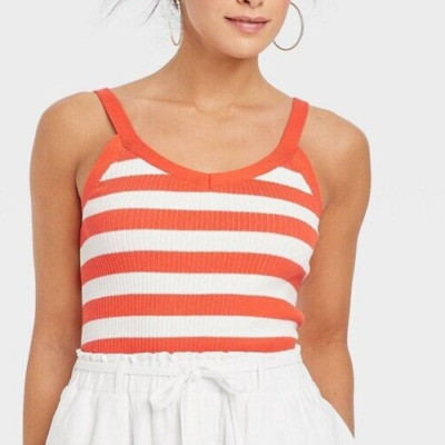 Universal Thread Women's Sweater Tank Top Orange Striped Size XL