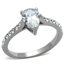 TK1337 - High polished (no plating) Stainless Steel Ring with AAA Grade CZ  in