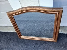 LARGE Bronze Wood Framed Beveled Accent Wall Hung Mirror 42"w x 37"h x 2"d GREAT