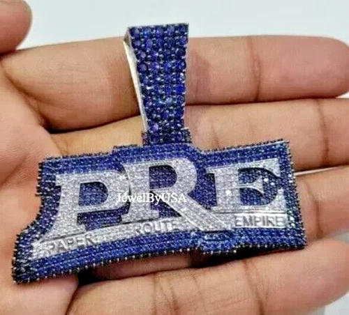 2.8ct Multi Color Cubic Zirconia Men's "PRE" Dog Tag Charm Pendant 925 Silver - product listing photo