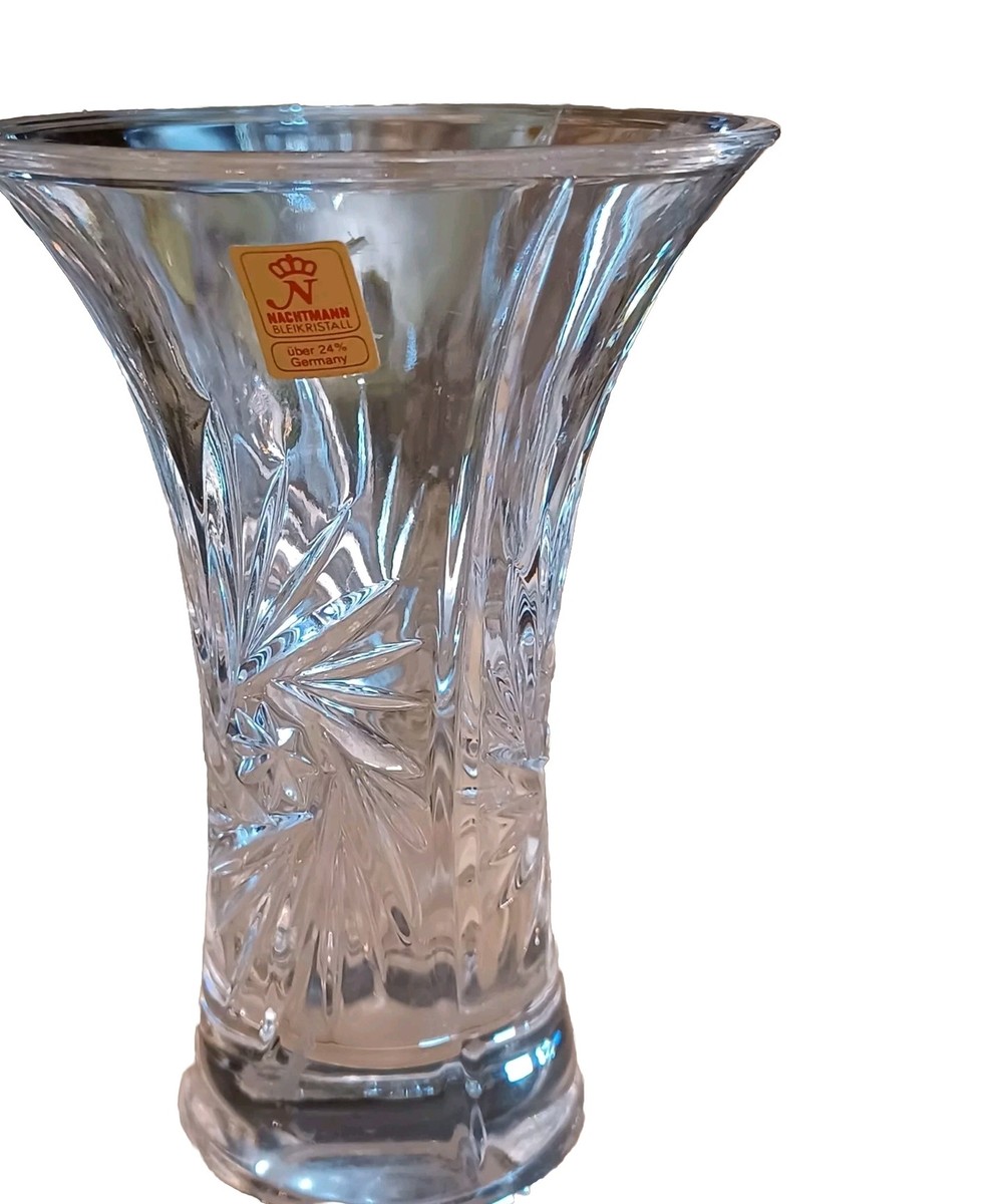 Vintage Nachtmann Bleikristall 24% Lead Crystal Vase Clear Elegant