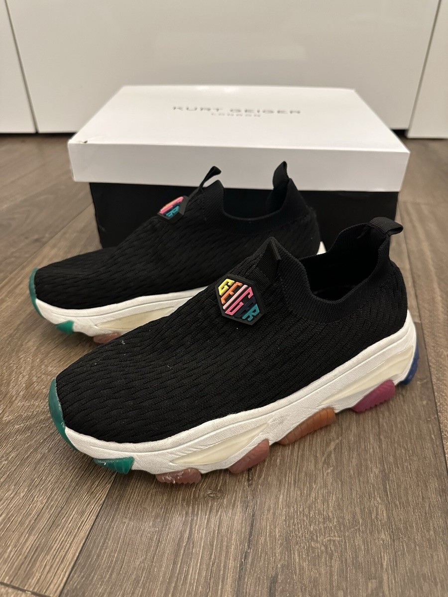 Kurt Geiger Lettie Knit Sock Pull on Black Trainers Size UK