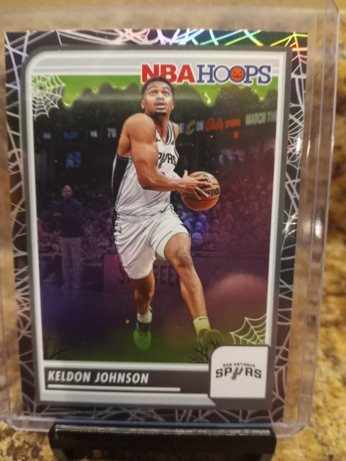 2023-24 NBA Panini Haunted Hoops Keldon Johnson #118 Spider Web Holo SP Spurs NM