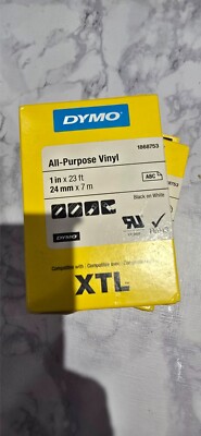 DYMO XTL Allzweck Vinyl Etiketten - Größe 24 mm - 1868753 (1'') schwarz auf weiß