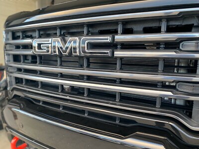 Precut DECALS for 2019+ GMC Sierra Emblem GLOSS BLACK Overlays Front & Rear Set