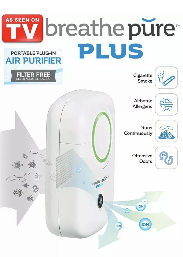 Breathe Pure Plus Portable Air Purifier As Seen on TV Hepa Filter