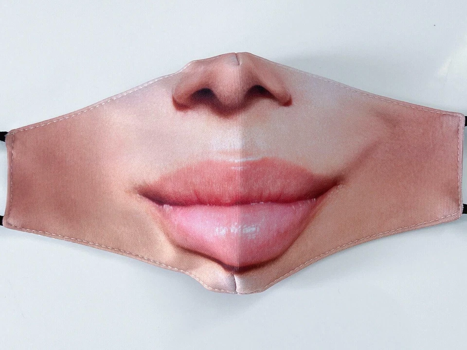 Adult Women Men Washable Reusable Funny Face Look Costume Novelty Face Mask - Image 4 of 4