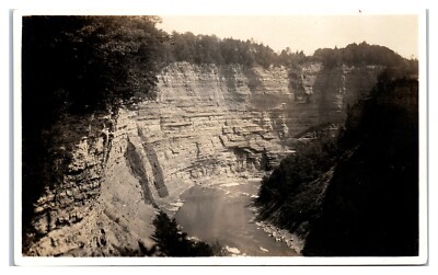 RPPC Genesee River in Letchworth State Park in Western New York c1930s Postcard