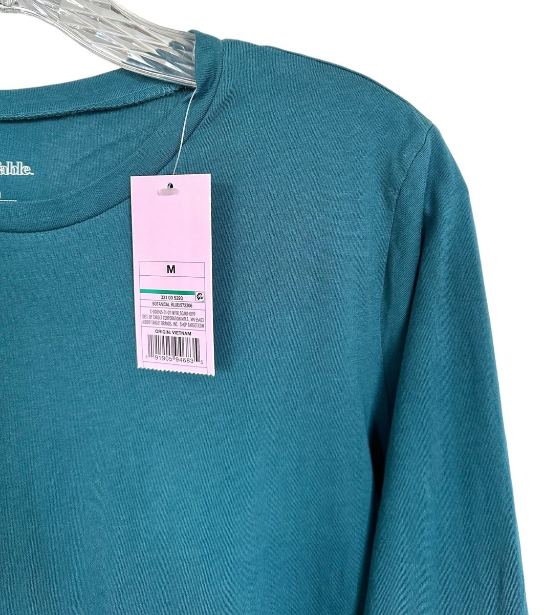 Wild Fable Junior's Semi-Crop Tee Long Sleeve 100% Cotton Size M