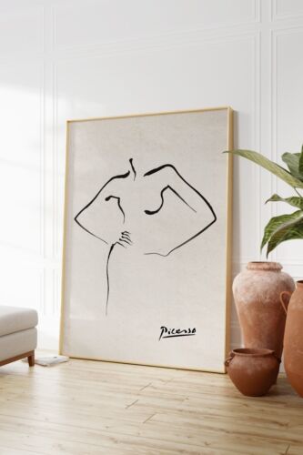 Picasso Scandinavian Woman Figure Print, Nude Outline Poster, Minimalist Modern - Picture 4 of 5