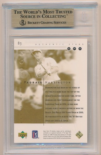 2001 UD SP Authentic GOLD Rookie Padraig Harrington 034/100 BGS 9.5 Gem Mint - Picture 2 of 2