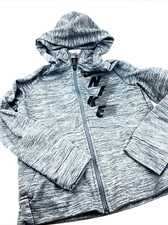 Nike Dri Fit Standard Size Medium Gray Boys Children Hooded Full Zipper Pockets