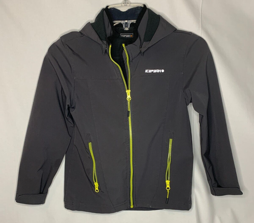 Icepeak Kids Outdoor Jacket Charcoal Gray Hooded Full Zip Fleece Lined Size 8