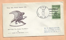 U.S.S.  APL MAR 25,1946 EAGLES CLAWS  NAVAL COVER