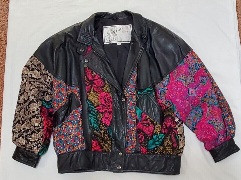 Vintage L.A. Studio Leather Bomber Jacket  Multi … - image 1