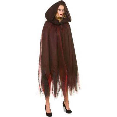 Damen Deluxe tiefrot Lagenlook Cape Halloween Kostüm