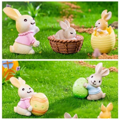 Easter Egg Mini Easter Rabbit Figure Resin Cartoon Buuny Statue - Picture 1 of 15