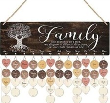 Wooden Wall Plaque, Family Calendar, Birthday Reminder, Complete DIY Craft Kit