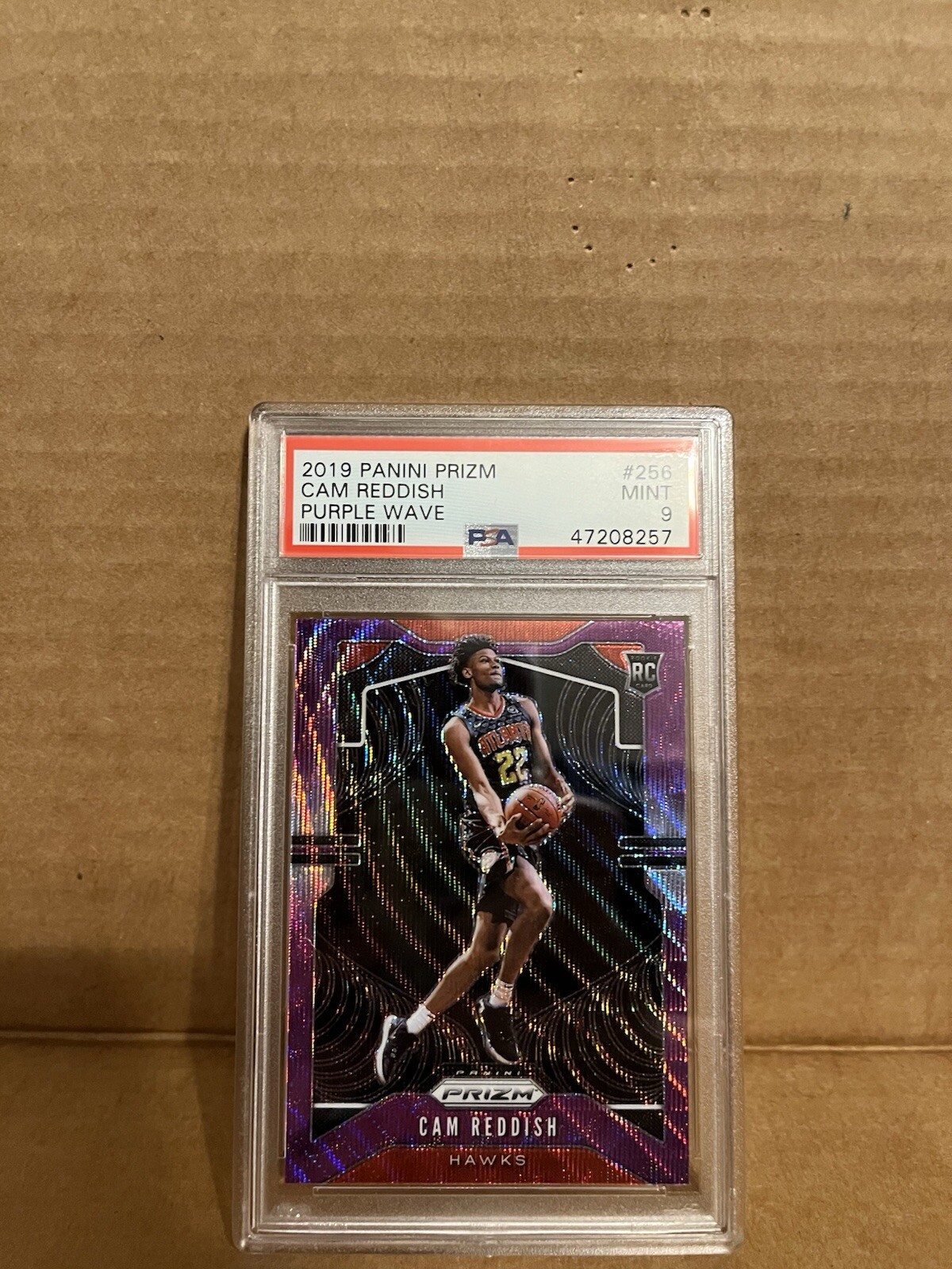 2019-20 Panini Prizm Cam Reddish Rookie RC Purple Wave Prizm PSA 9 Atlanta Hawks
