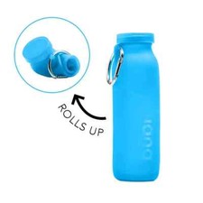 Blue Silicone Water Bottle Collapsible Eco Friendly BPA free 22oz / 650ml - Bubi