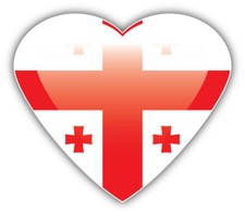 Georgia Glossy Heart Flag Car Bumper Sticker Decal - ''SIZES''