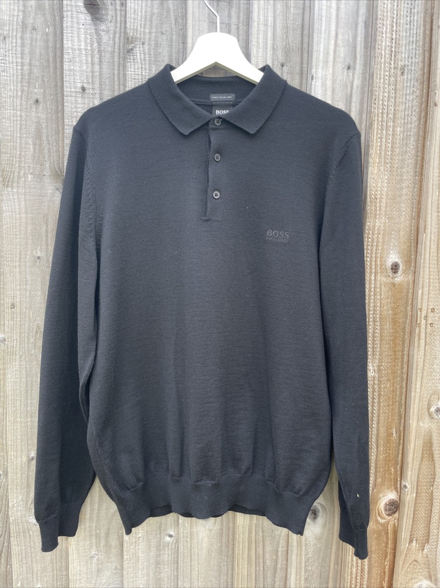 Hugo Boss Finest Italian Yarn Black Polo Size Large