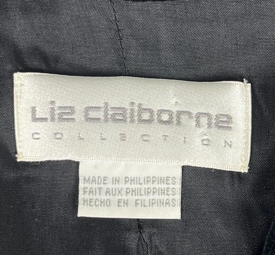 Chaqueta Abrigo Liz Claiborne Mezcla Lana Cuadros Para Mujer 8 Negro Rojo Verde De Colección Años 90 Foto 2 de 4