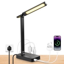 Desk Lamp with USB Charging Port: LED Desk Lamps for Home Office - 1 USB-A, 1...
