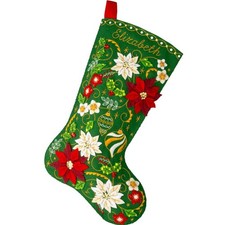 Poinsettia Elegance - 89684E Bucilla Felt Christmas Stocking Kit Personalize