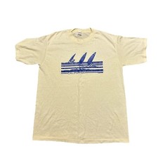 Vintage SPORTSWEAR 80s Yellow Surfers Shirt Made In USA Size XL Single Stitch 46