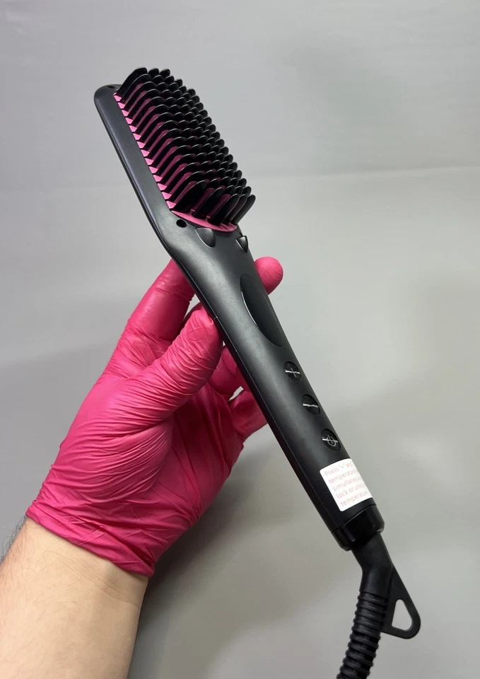 Hair Straightener Ionic Smoothing Brush Hot Comb Wide 3D Teeth For Curly Hair - Image 2 of 4