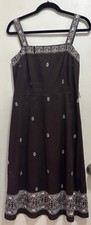 Ann Taylor Loft Embroidered Floral Square Neck Sleeveless Midi Dress Sz 4