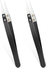 2pcs Ceramic Tweezers Stainless Steel Precision for Black
