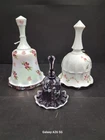 Fenton "Star Crimp" Sydenham White Milk Glass Bell Plum Ruffled Edge Signed