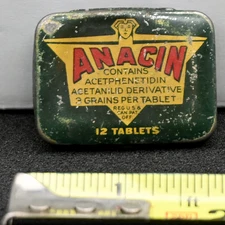 Vintage Anacin Medicine Tin 12 Tablets Chicago USA Antique Drugstore Display