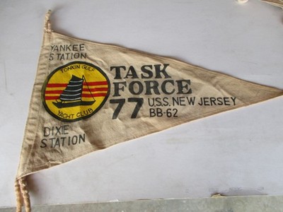 VIETNAM  TONKIN GULF YACHT CLUB TASK FORCE 77 USS NEW JERSEY BB-62 PENNET FLAG