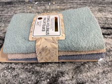 SPA Solutions 3 pcs Exfoliating Stretch Towel Cream Green Blue Expands Washcloth