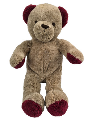 Brookstone NAP Teddy Bear Plush Tan Brown Red Burgundy Maroon Ears Feet 11.5 