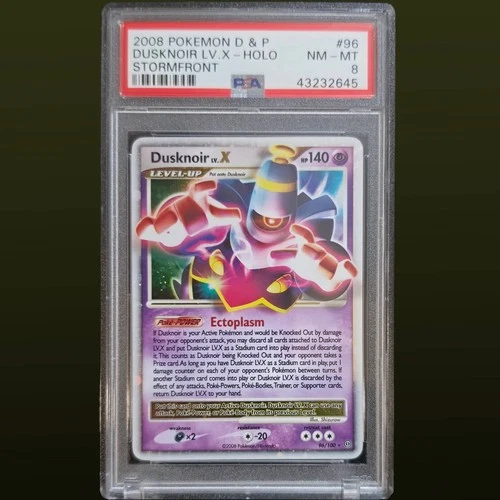 2008 POKEMON DIAMOND & PEARL STORMFRONT 96 DUSKNOIR LV.X-HOLO PSA 8
