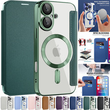 For iPhone 18 Pro Max 17 16 15 14 13 12 Mag safe Flip Case Leather Wallet Cover